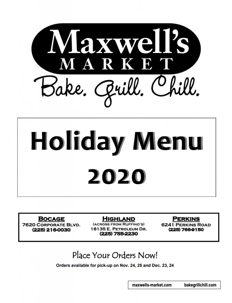 Holiday Menu Maxwell's Market