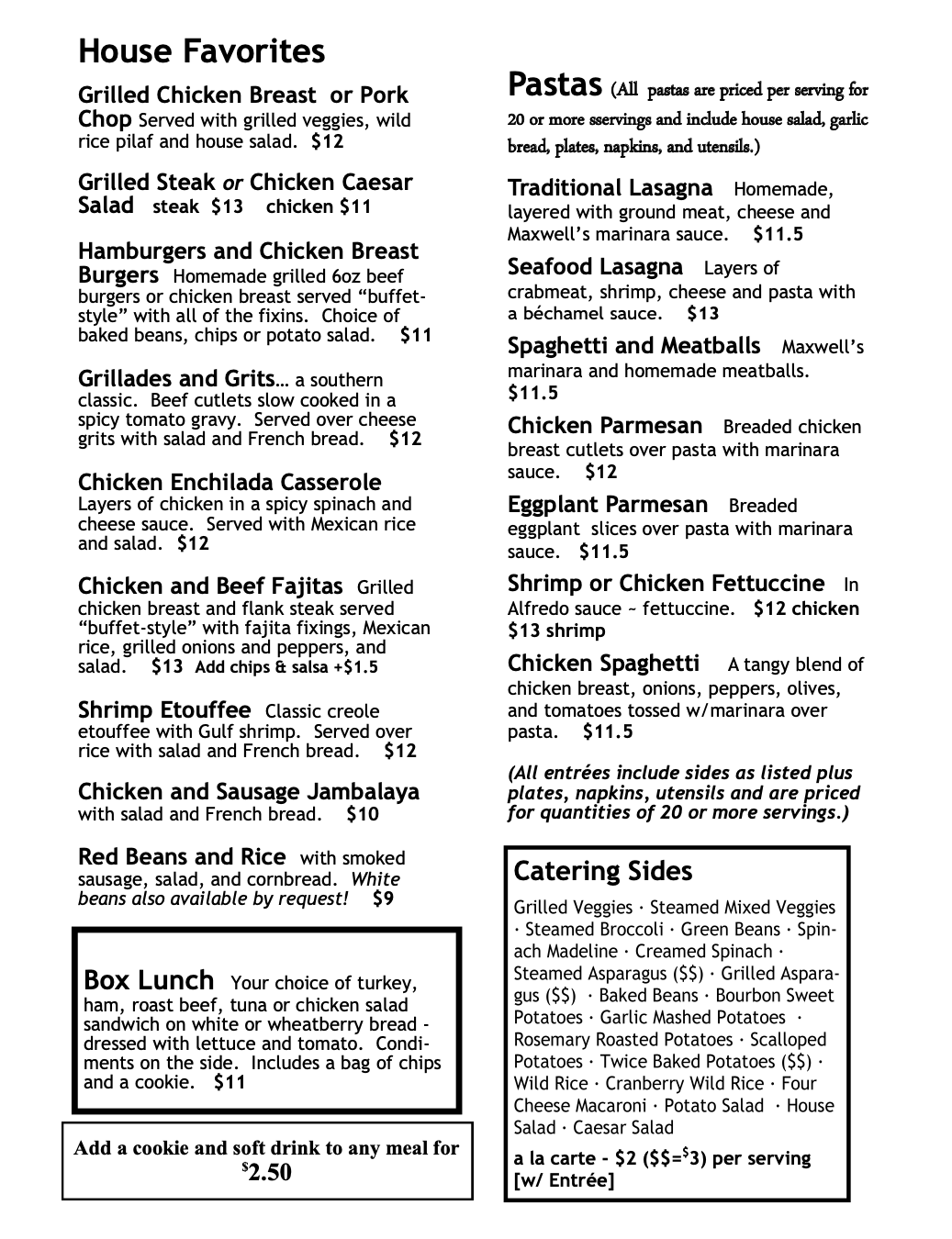 Party Tray And Catering Menus Maxwell's Market