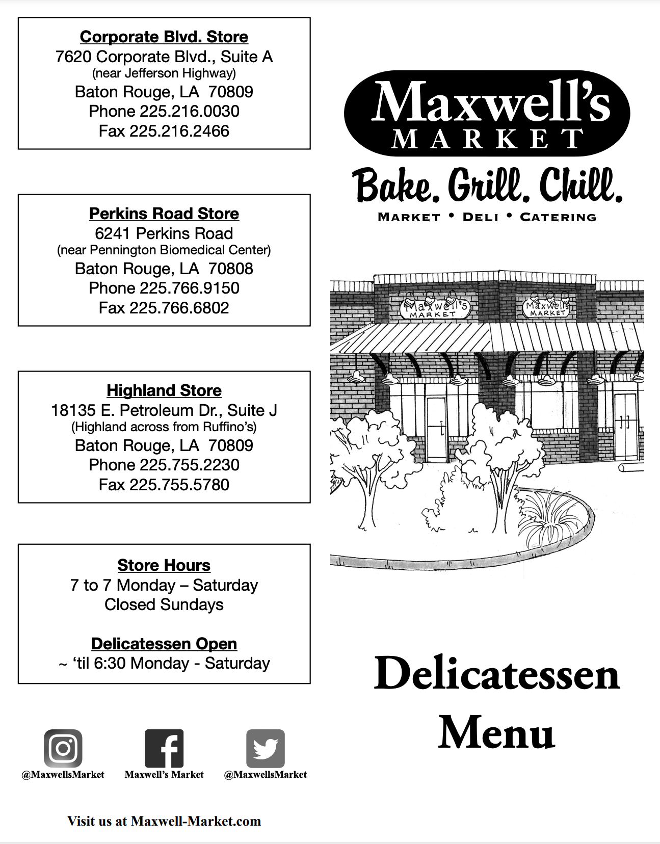 Deli Menu Maxwell's Market